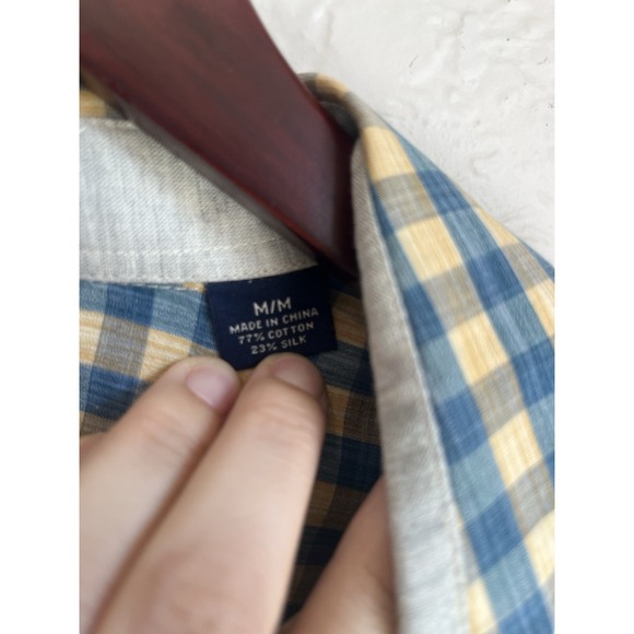 Tommy Bahama Navy/Yellow/Gray Gingham, Button Up/Long Sleeve, Size Medium - Picture 3 of 4